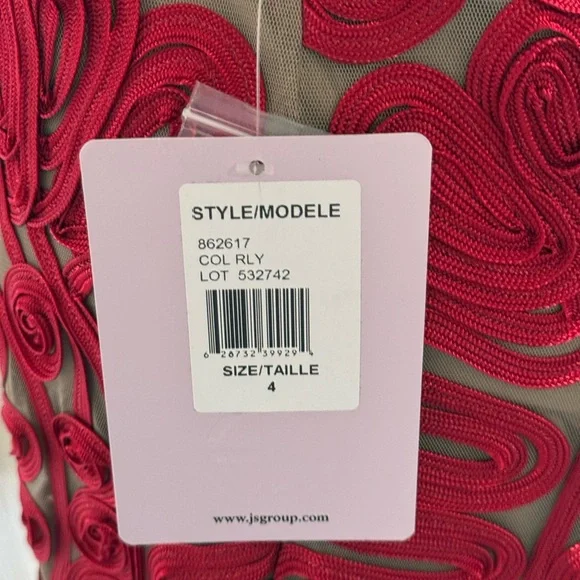 JS Collections Red Sequin Embellished Sheath Midi Dress - Picture 8 of 15